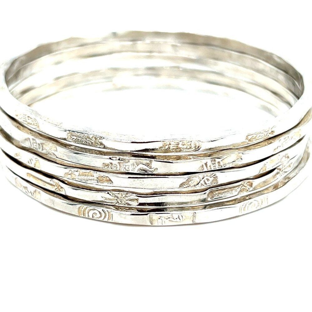 Silver 925 5-Stack Bangles - Picture 2 of 5